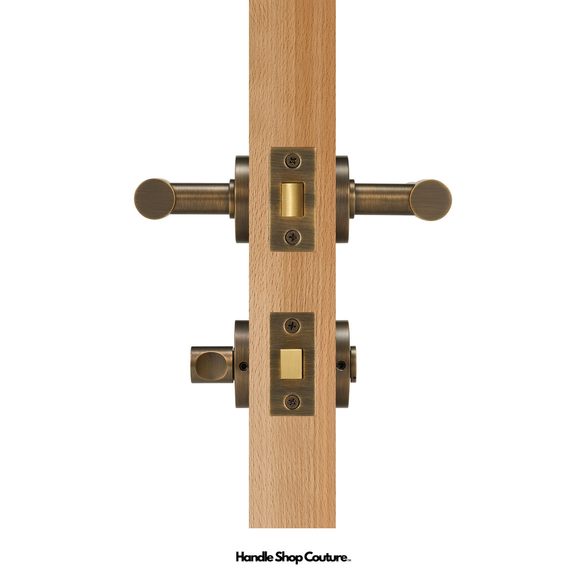 DELOS lever handle, Antique Brass, Privacy Set (Thumb Turn)
