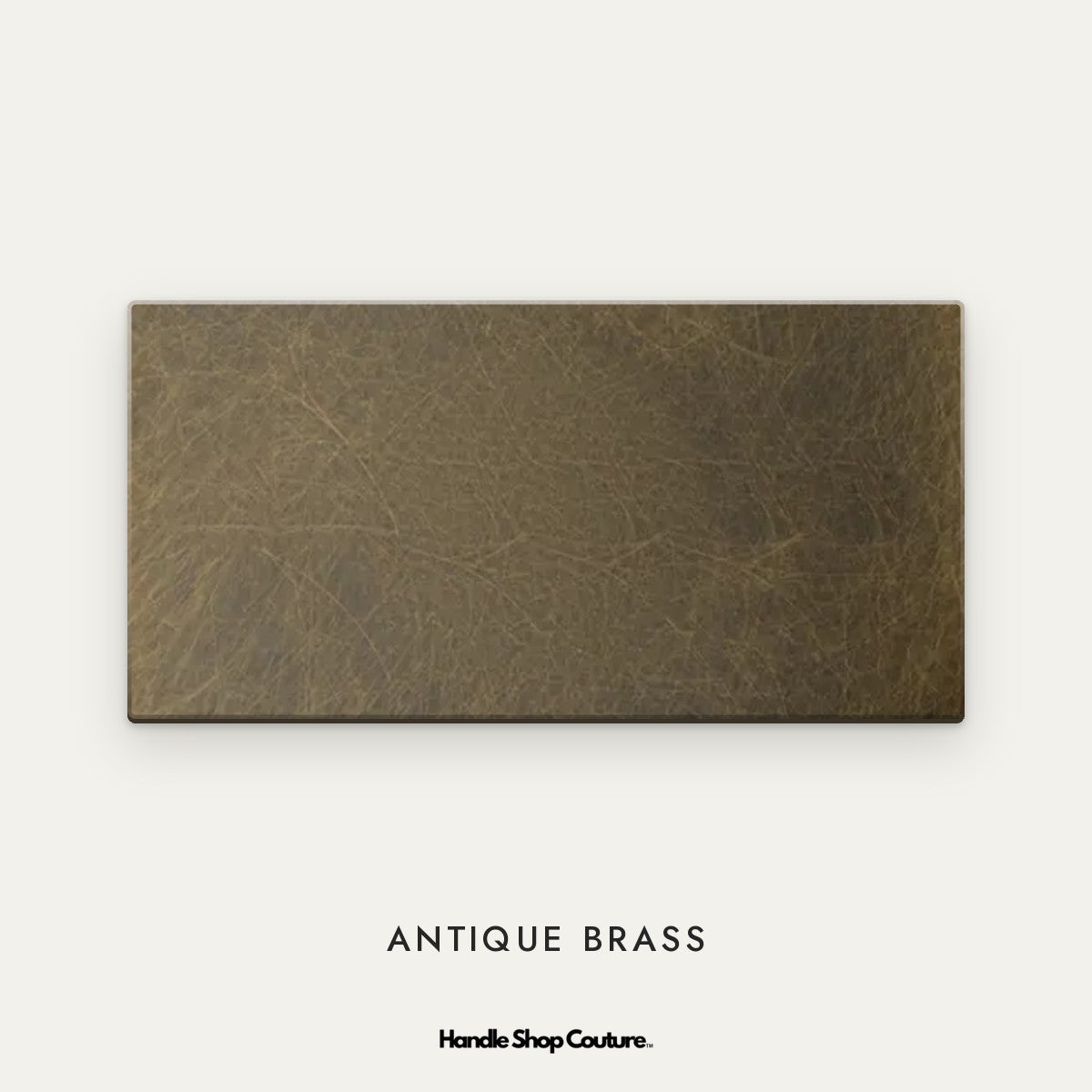KLAS brass finish sample swatch, Antique Brass