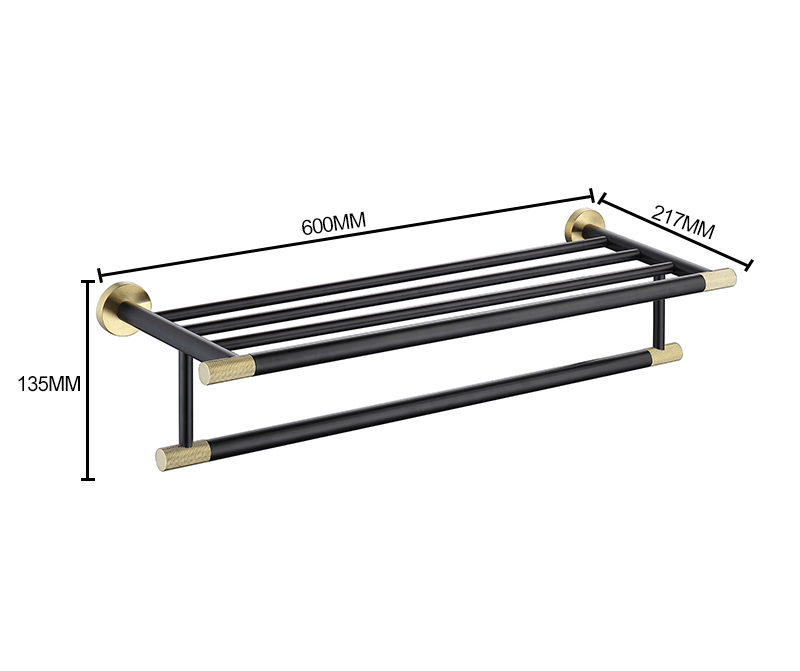 KOS / BATHROOM HARDWARE SET / KNURLED / POLISHED GOLD & MATTE BLACK - Handle Shop Couture 