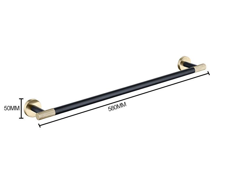 KOS / BATHROOM HARDWARE SET / KNURLED / POLISHED GOLD & MATTE BLACK - Handle Shop Couture 