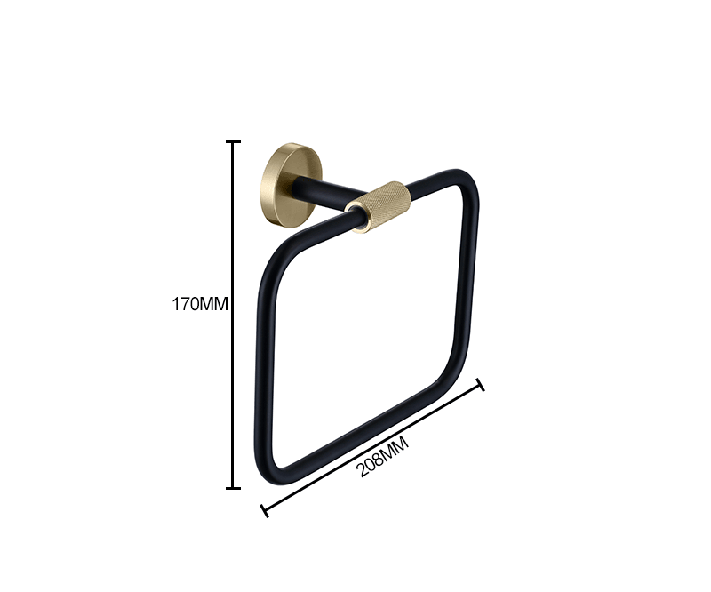 KOS / BATHROOM HARDWARE SET / KNURLED / POLISHED GOLD & MATTE BLACK - Handle Shop Couture 