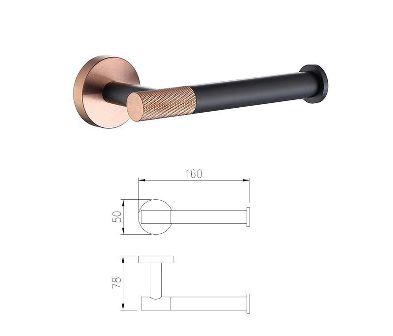 KOS / BATHROOM HARDWARE SET / KNURLED / ROSE GOLD & MATTE BLACK - Handle Shop Couture 