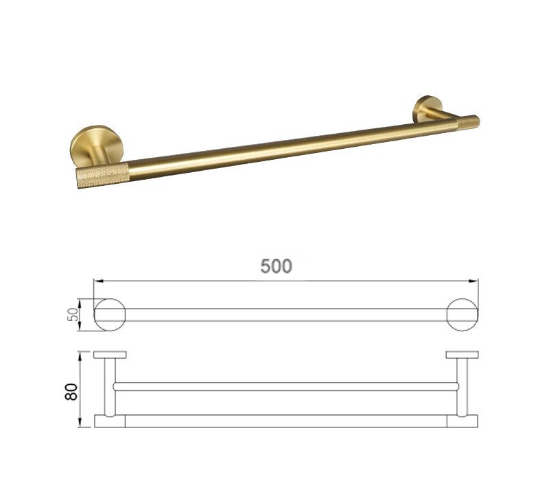 KOS / BATHROOM HARDWARE SET / KNURLED / SATIN GOLD - Handle Shop Couture 
