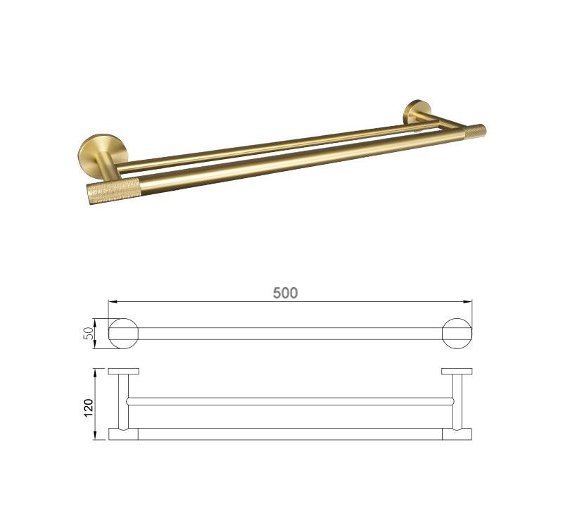 KOS / BATHROOM HARDWARE SET / KNURLED / SATIN GOLD - Handle Shop Couture 