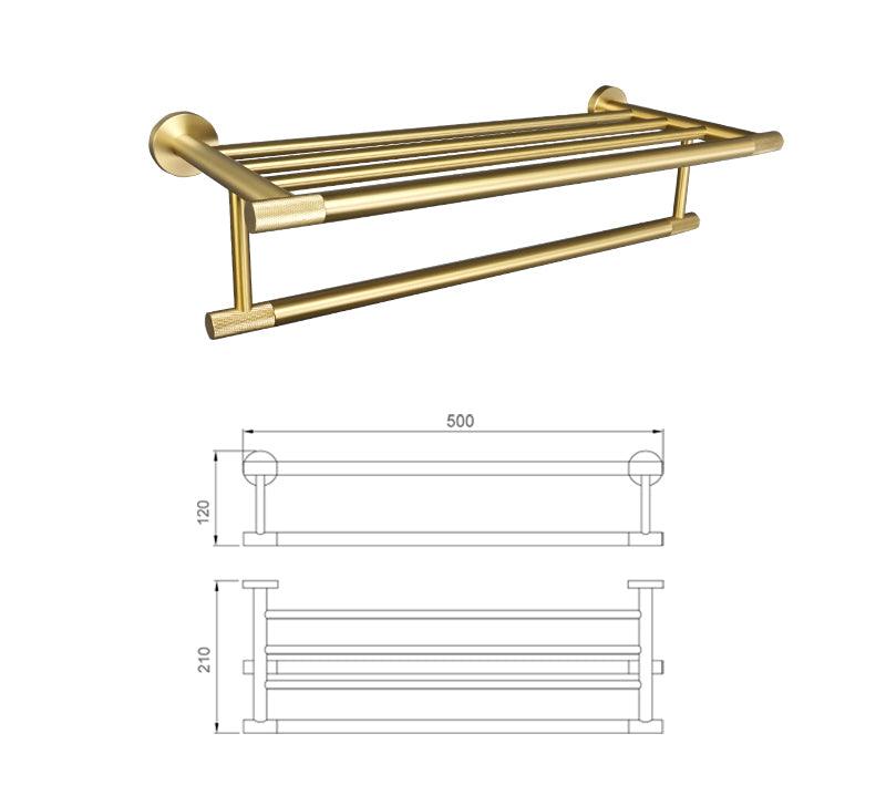 KOS / BATHROOM HARDWARE SET / KNURLED / SATIN GOLD - Handle Shop Couture 