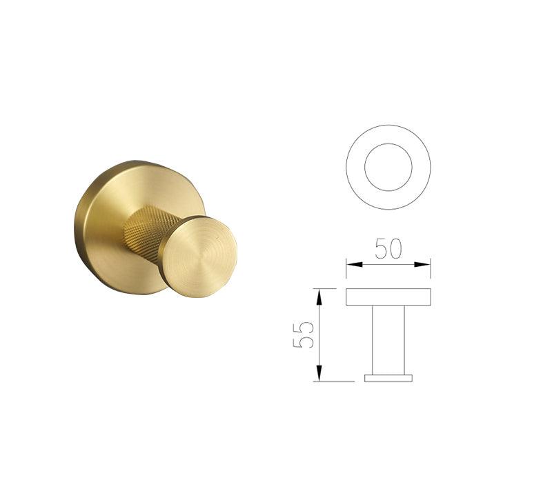 KOS / BATHROOM HARDWARE SET / KNURLED / SATIN GOLD - Handle Shop Couture 