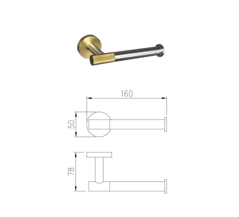 KOS / KNURLED BATHROOM HARDWARE / BRUSHED STAINLESS STEEL & SATIN GOLD - Handle Shop Couture 