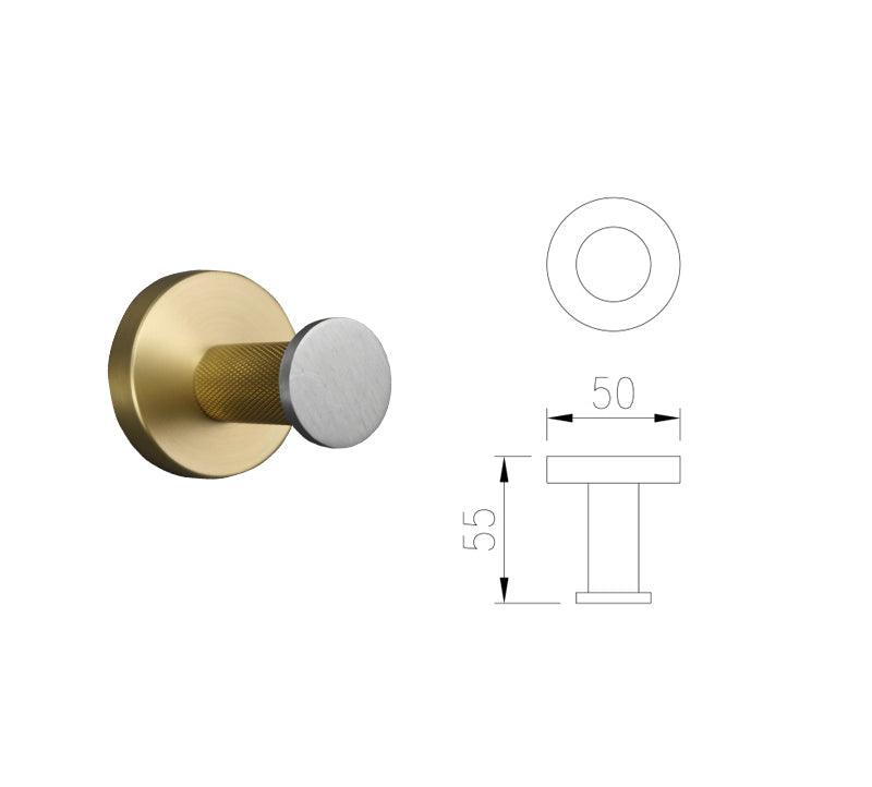 KOS / KNURLED BATHROOM HARDWARE / BRUSHED STAINLESS STEEL & SATIN GOLD - Handle Shop Couture 