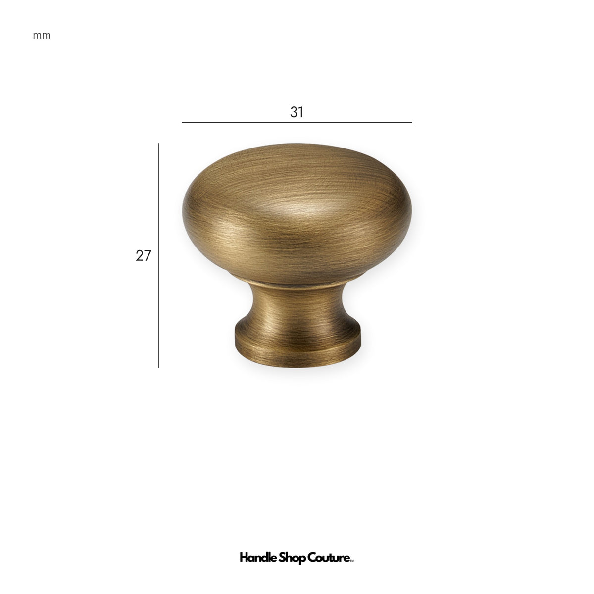 NAFPLIO brass round cabinet knob, 31mm, Antique Brass