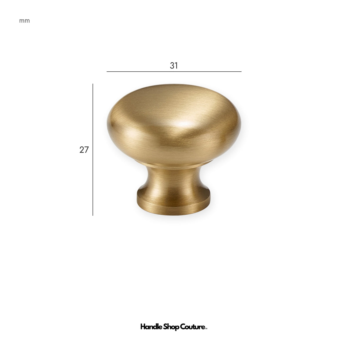NAFPLIO brass round cabinet knob, 31mm, Satin Brass