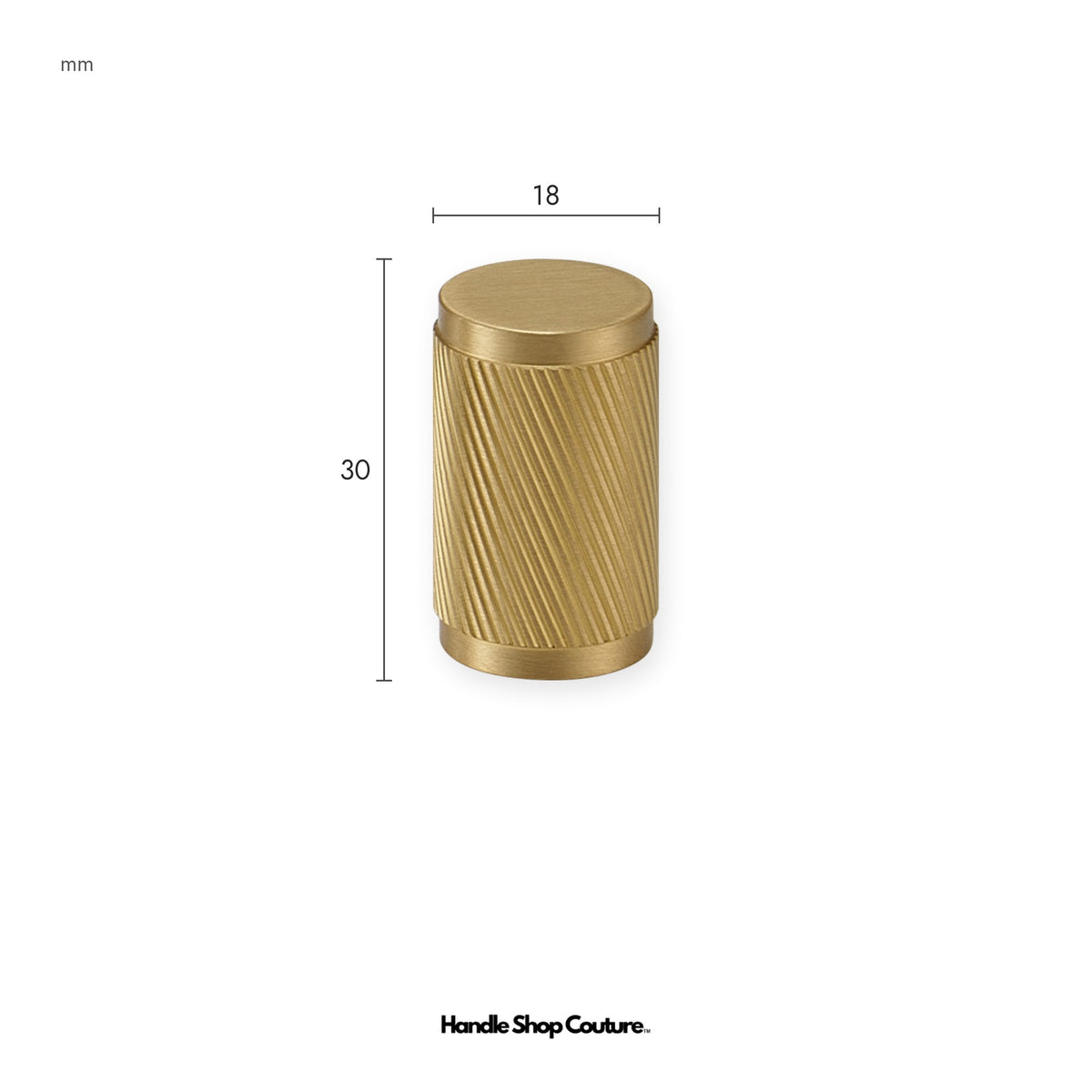 PALENCIA swirled knurl brass cabinet knob, 18mm, Satin Brass