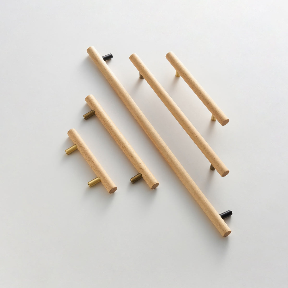 PILIO beech wood cabinet handles in three lengths