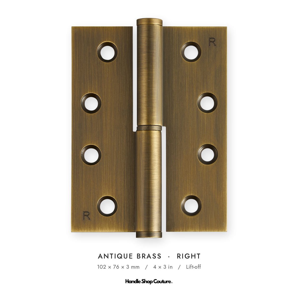 SYROS lift-off hinge, Antique Brass, Right