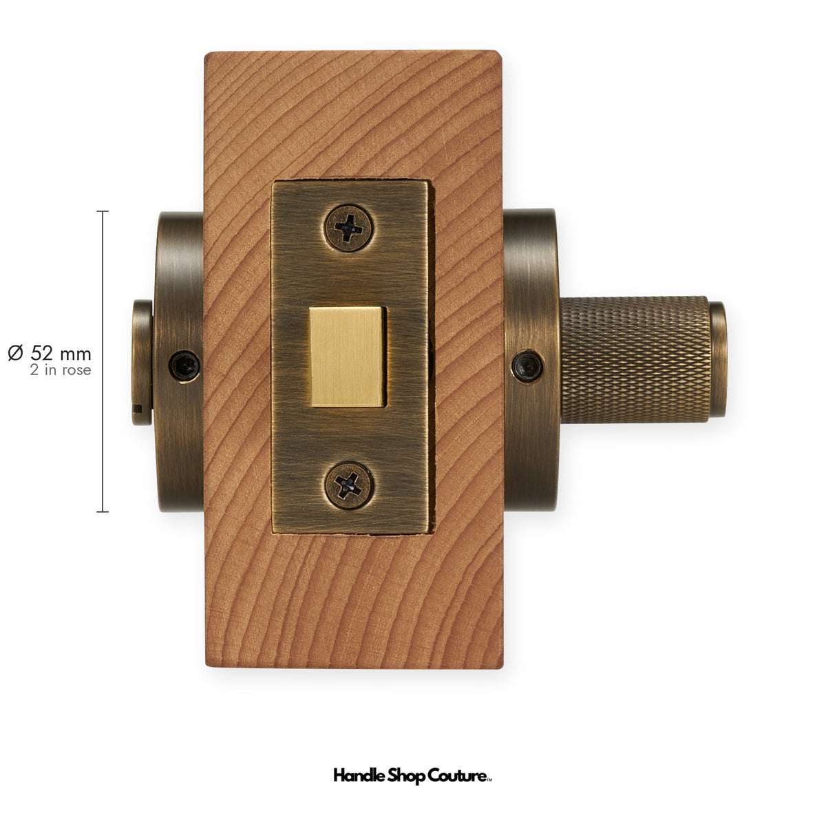 TINOS diamond knurled brass thumbturn and bolt, 52mm round rose, Antique Brass