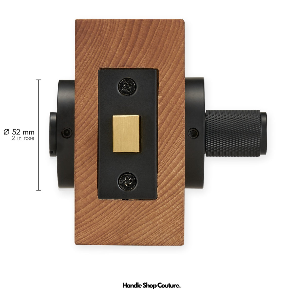 TINOS diamond knurled brass thumbturn and bolt, 52mm round rose, Matte Black