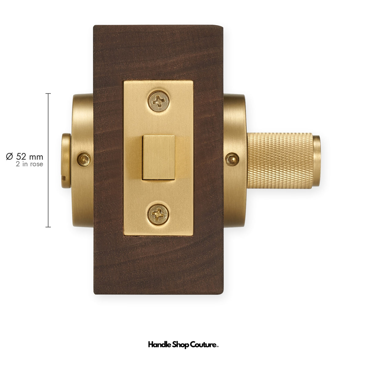 TINOS diamond knurled brass thumbturn and bolt, 52mm round rose, Satin Gold
