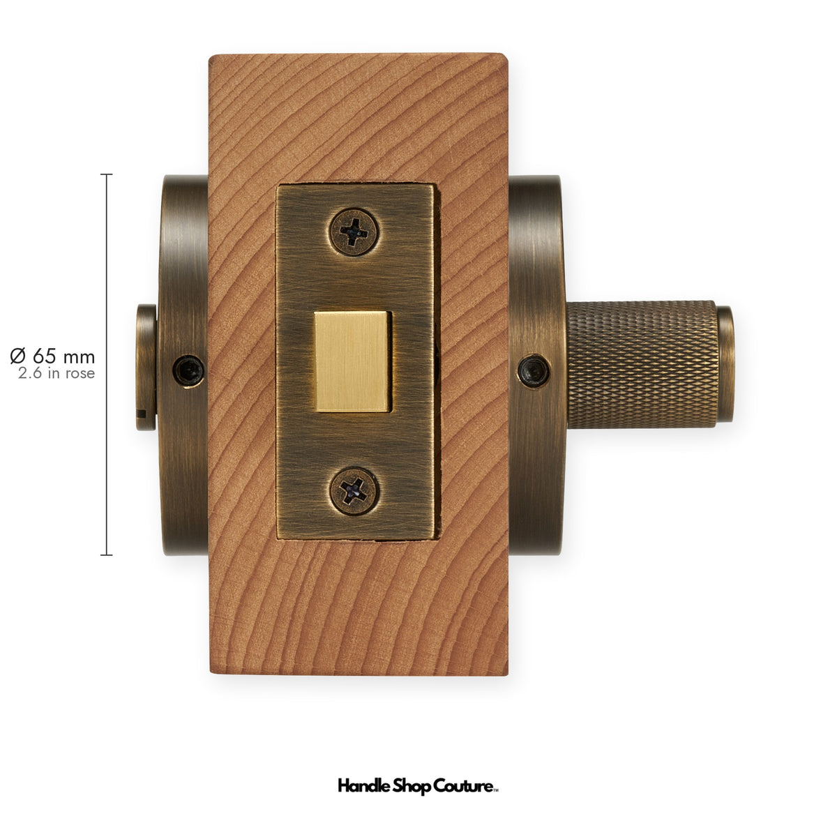 TINOS diamond knurled brass thumbturn and bolt, 65mm round rose, Antique Brass