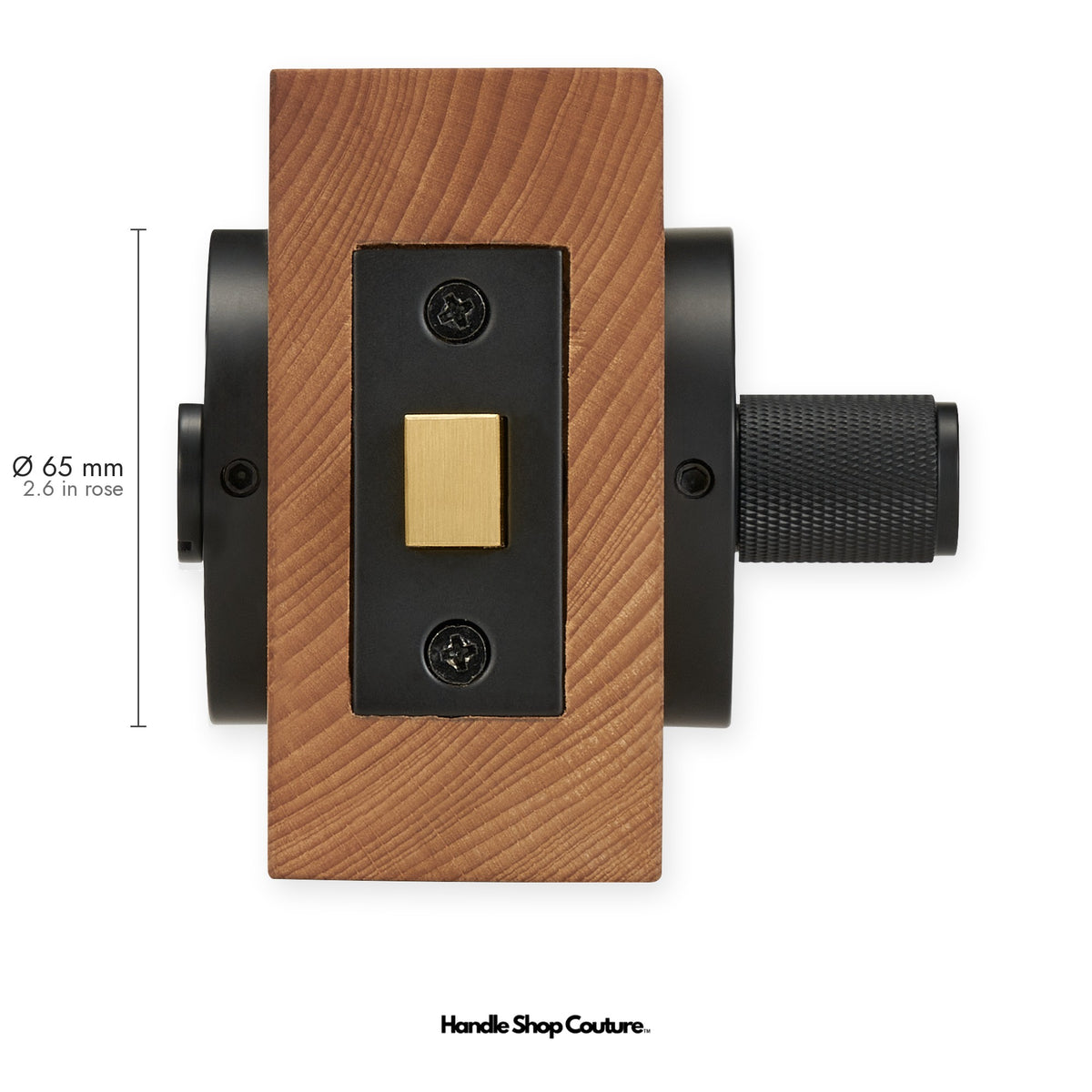 TINOS diamond knurled brass thumbturn and bolt, 65mm round rose, Matte Black