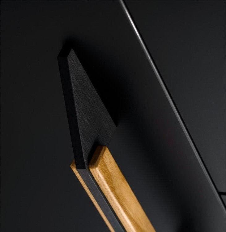 Matte black metal handle with wood 