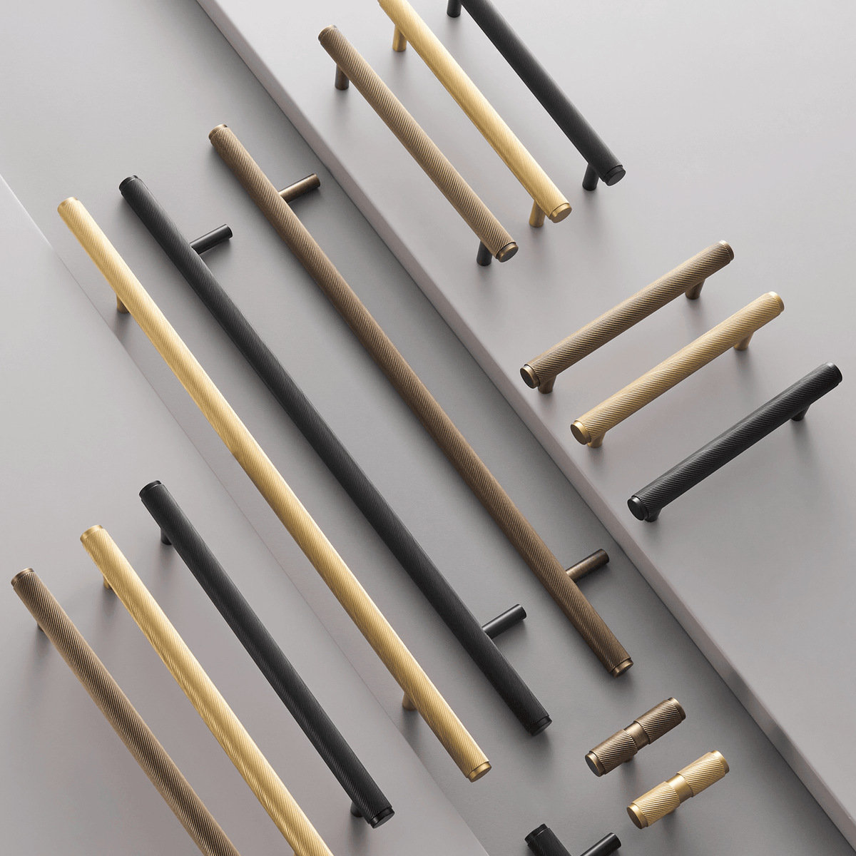 FARO / SOLID BRASS HANDLES / SWIRLED KNURL - Handle Shop Couture 
