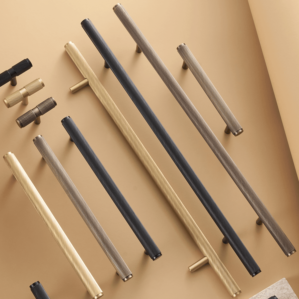 FARO / SOLID BRASS HANDLES / SWIRLED KNURL - Handle Shop Couture 