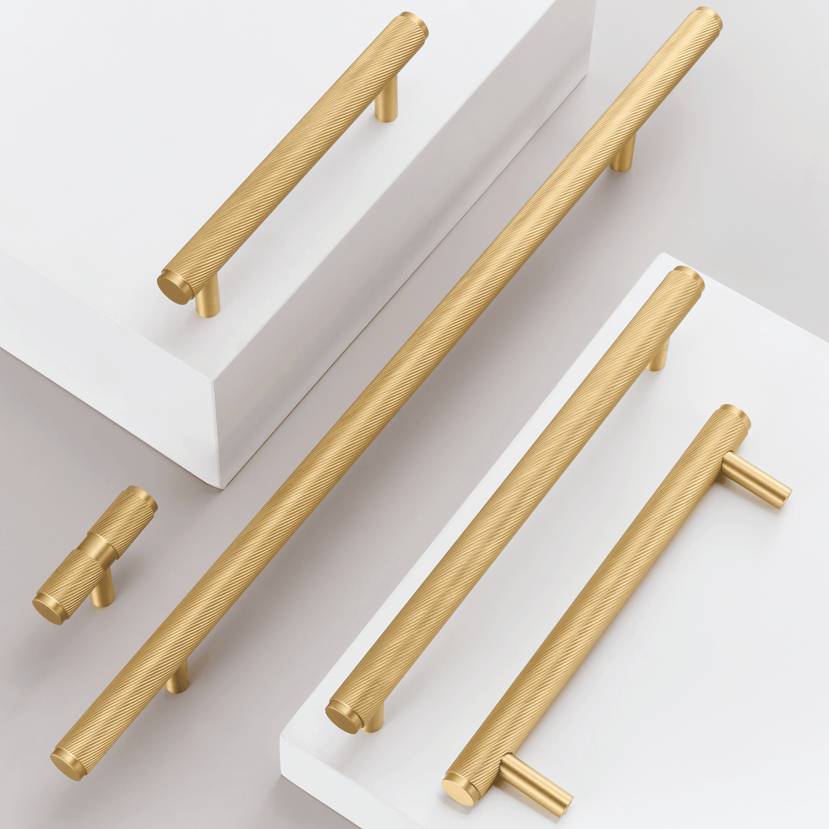 FARO / SOLID BRASS HANDLES / SWIRLED KNURL - Handle Shop Couture 