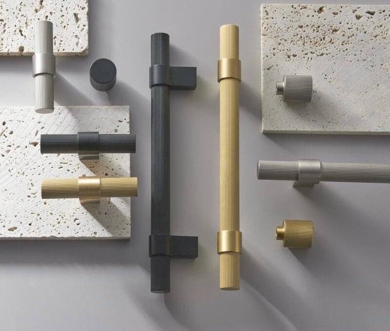 FRESKO / SOLID BRASS HANDLES / LINEAR KNURL - Handle Shop Couture 