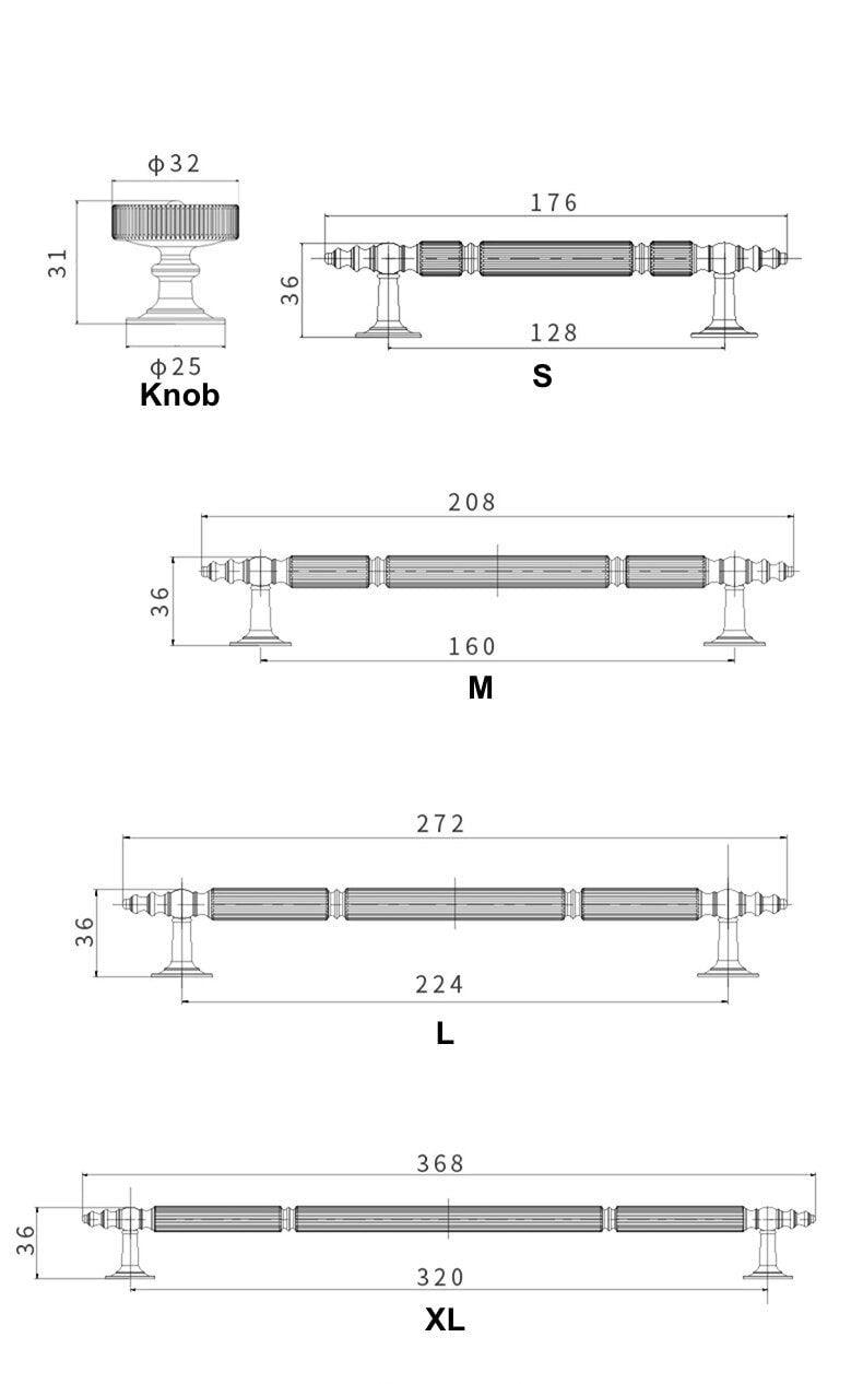 GUARDIA / SOLID BRASS HANDLES / LINEAR KNURL - Handle Shop Couture 