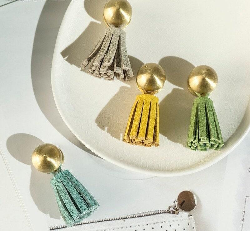 KILLIAN / SOLID BRASS & LEATHER KNOB - Handle Shop Couture 