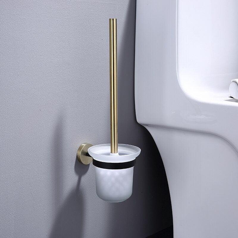 KOS / BATHROOM HARDWARE SET / KNURLED / POLISHED GOLD & MATTE BLACK - Handle Shop Couture 