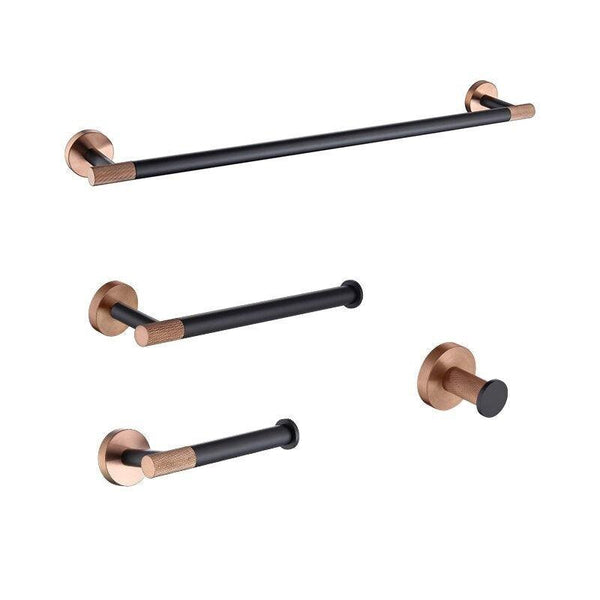 KOS / BATHROOM HARDWARE SET / KNURLED / ROSE GOLD & MATTE BLACK