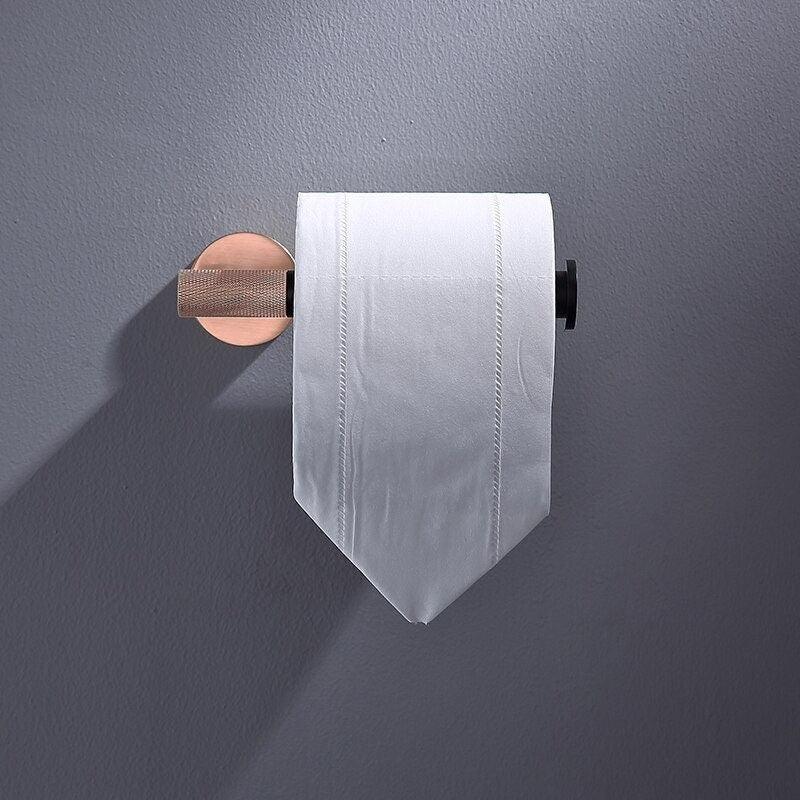 KOS / BATHROOM HARDWARE SET / KNURLED / ROSE GOLD & MATTE BLACK - Handle Shop Couture 