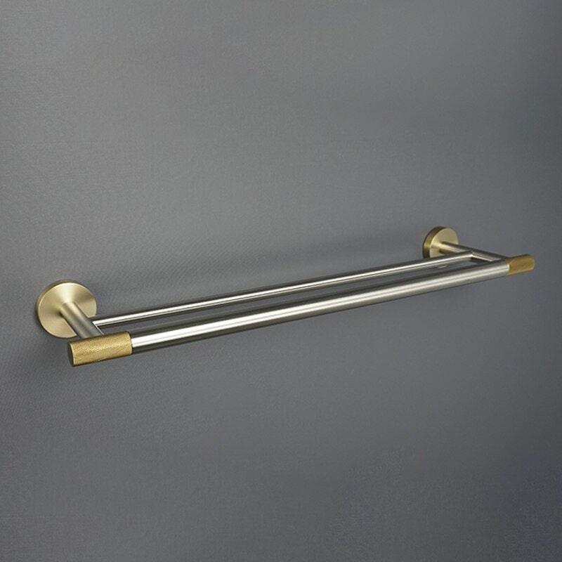 KOS / KNURLED BATHROOM HARDWARE / BRUSHED STAINLESS STEEL & SATIN GOLD - Handle Shop Couture 