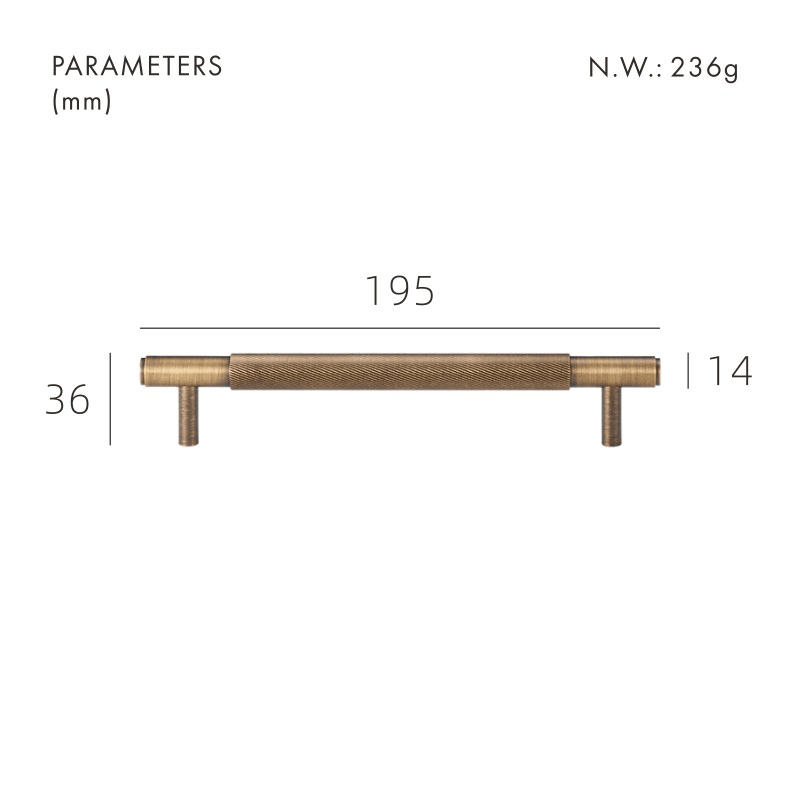 PALENCIA / SOLID BRASS HANDLES / SWIRLED KNURL - Handle Shop Couture 