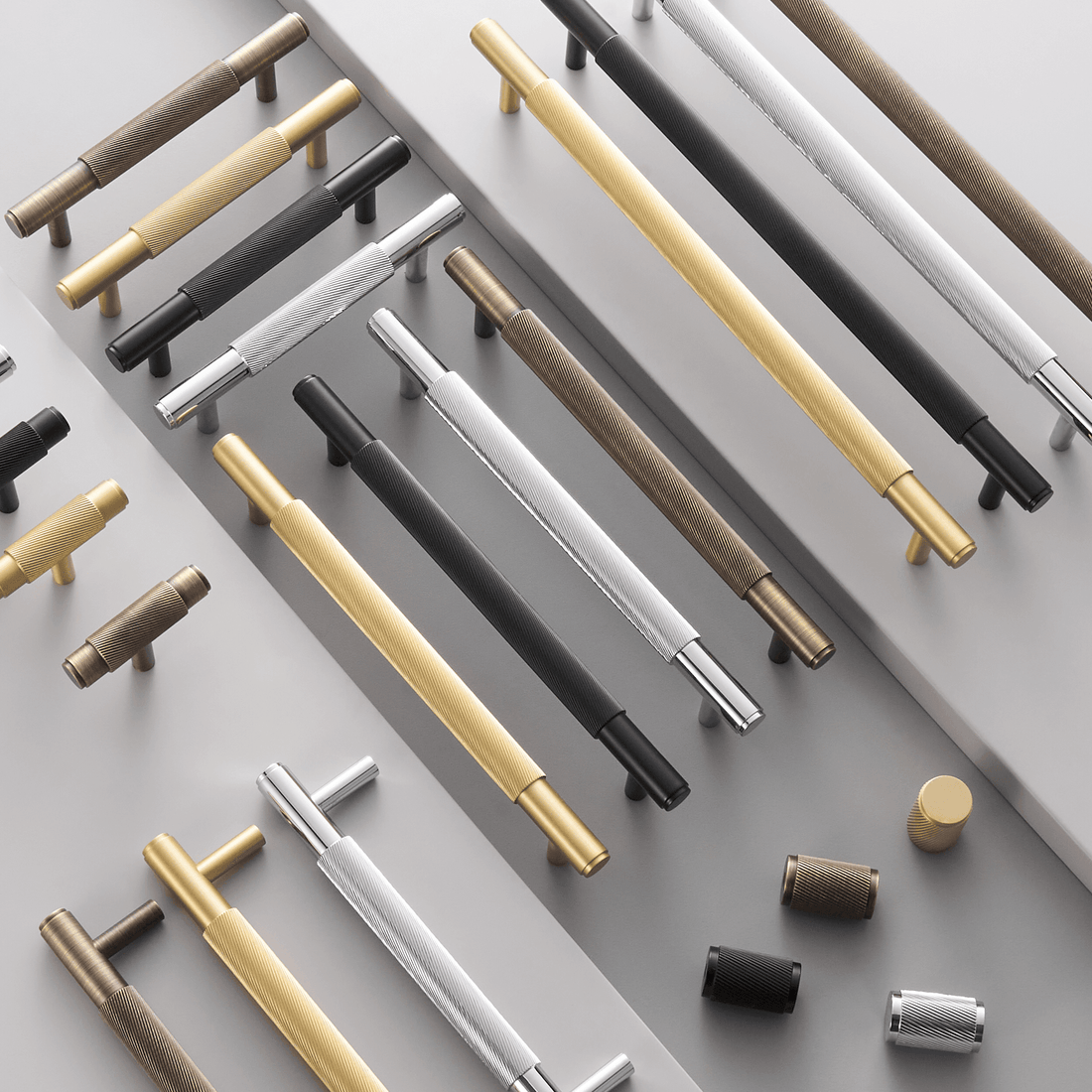 PALENCIA / SOLID BRASS HANDLES / SWIRLED KNURL - Handle Shop Couture 