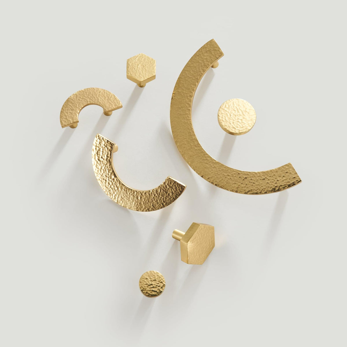 Chorros Pattern Handle PARO Hammered Brass Semi Circle Handles - Handle Shop Couture