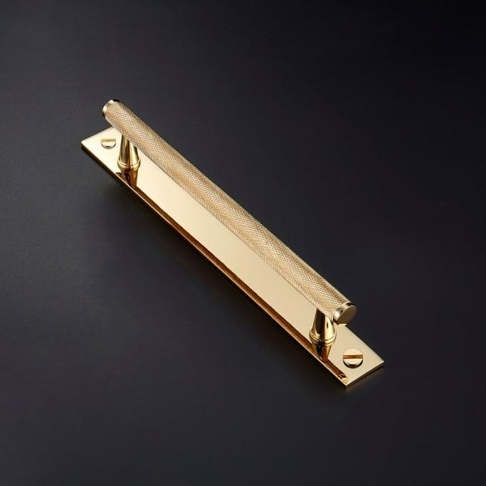 PORTA / SOLID BRASS HANDLE WITH BACKPLATE / KNURLED - Handle Shop Couture 