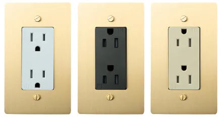 Duplex outlet in white, black and ivory