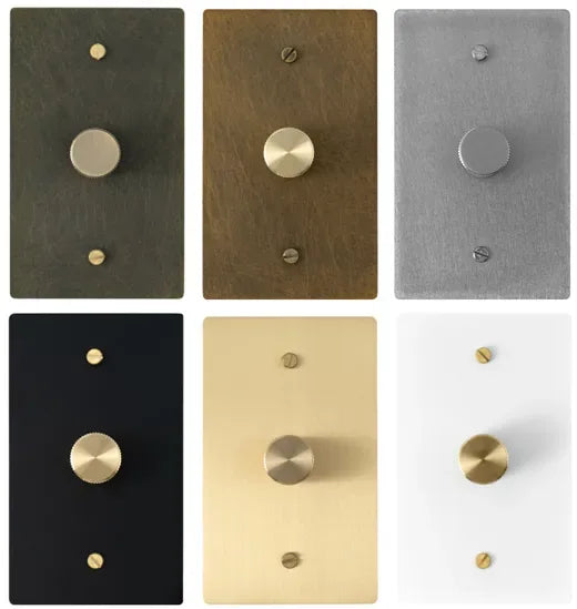 Rotary dimmer plates in six finishes